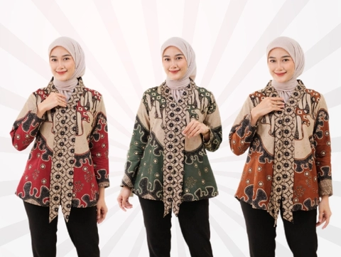 Kois Batik - Atasan batik wanita blouse kekinian motif kd kawung