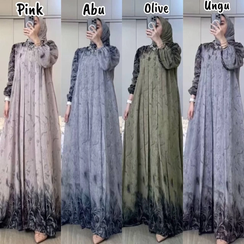 Khisna collection - Gamis bagus dipakai set hijab Aulia bahan adem dan nyaman dipakai dalam furing