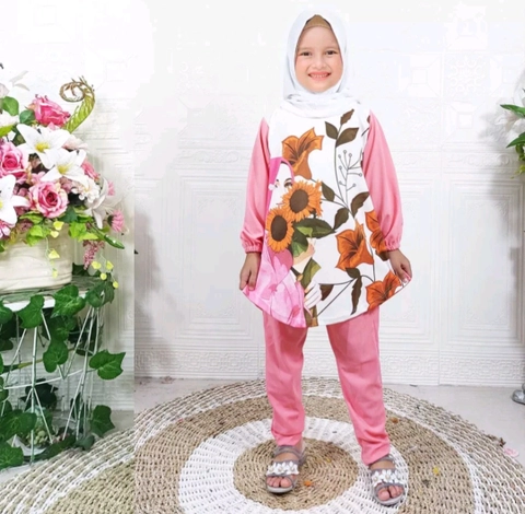 Fisky Collection - One Set Tunik Anak Motif Bunga