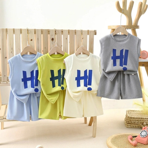 Badia Kids Fashion - Setelan Set Singlet Anak Wari Unisex HI Kaos dan Celana Pendek Anak Unisex