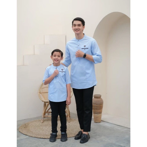 Batik Mafaza - Baju Koko Muslim Pria Coupel Anak Dan Dewasa Modern Lengan 3per4