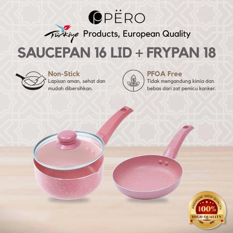 Pero official - Pero Bundling Set of 2 Frypan 18cm & Saucepan 16cm with Lid