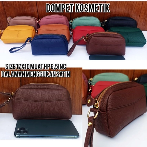 Alifa Shop - Dompet Papirut Bapau Fellicia Bag Kosmetic Koin Dompet Kosmetik Kulit Jeruk Tebal muat