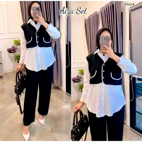 Muslim Clothing - Muslim Clothing-AIZA ONE SET ROMPI NYATU CRINGKEL AIRFLOW