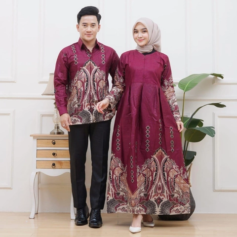 Batik Mafaza - New gamis batik coupel kemeja bisa dipisah Motif ayualang