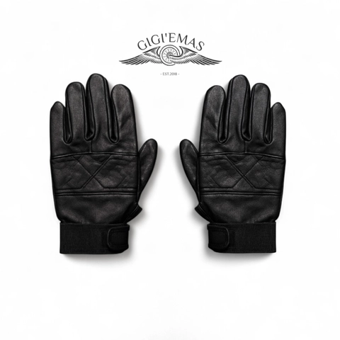 GAWUNG - Sarung Tangan Hitam Classic Motor Kulit Asli Full Finger Glovers Biker Touring SATALE