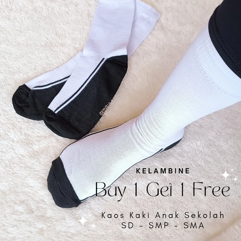 Kelambine - Buy 1 Get 1 Free Kaos Kaki Anak Sekolah SD SMP SMA
