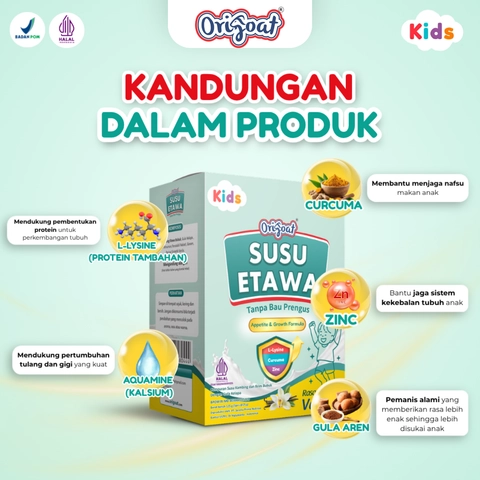 Origoat Kids Susu Kambing Etawa Anak 125gr 1 Box Isi 5 Sachet Original BPOM Meningkatkan Nafsu Makan
