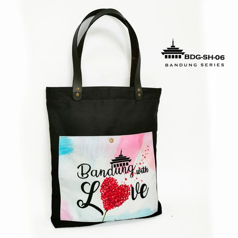 Dewani - Dewani Totebag Canvas Hitam BDG-H06 Tas Kanvas Seri Bandung