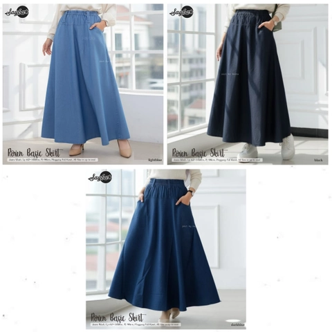 Griya Busanaku Solo - Rok jeans wash bawahan wanita / Roxen - Maudi Skirt