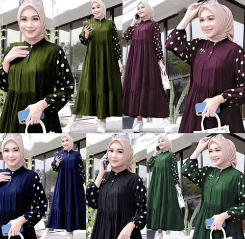 Fisky Collection - Gamis Rayon Lengan Polka