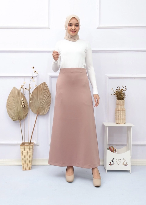 Syahrinda [TA] - Rok Panjang A Line Scuba Skirt Stretch Premium Jumbo Standar Bigsize