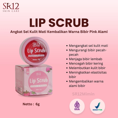 SR12 Mimin - SR12 Lip Scrub Mengangkat Sel Kulit Mati Bibir Dan Mencerahkan Bibir Gelap