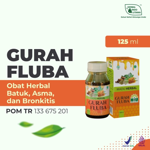 Herbal Indo Utama - Madu Herbal Gurah Fluba Obat Flu dan Batuk Alami Atasi Atsma Bronkitis 125 ml