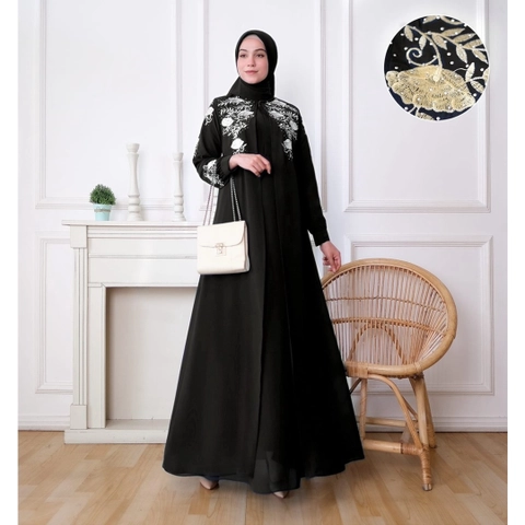 Ladily Apparel - Gamis Ceruty Hitam (24 pcs)