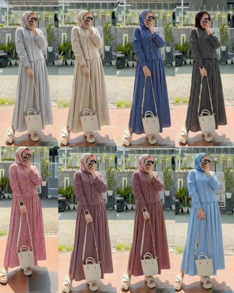 Khisna collection - Sheila oneset rok salur wanita kekinian no hijab