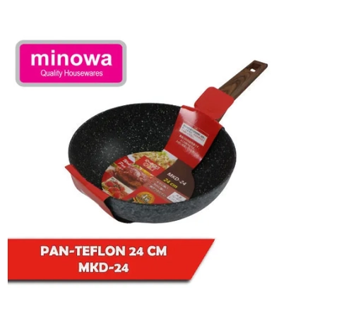 UTAMAMEGA - Minowa / Yoshikawa Panci / Wajan / Teflon Marble Tumis Wok Pan 24 CM Anti Lengket