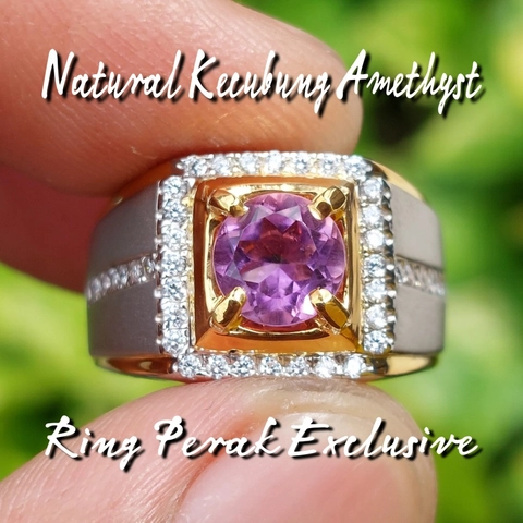 CENTRAL GROSIR GEMSTONE - Cincin Batu Amethyst Asli Natural Kecubung Ungu Ring Perak Silver