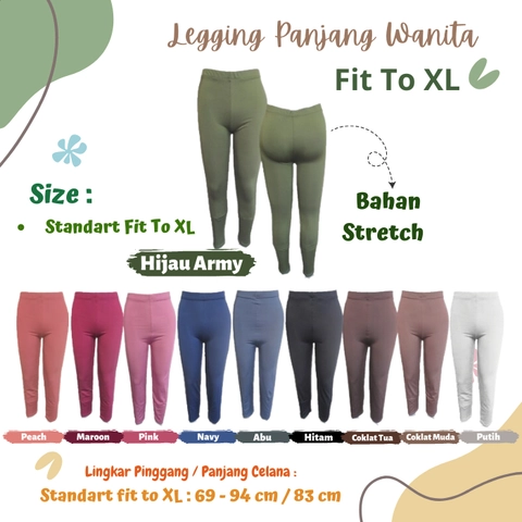 Pakaian Wanita Celana Legging Panjang Standard Fit to XL Bahan Stretch Perempuan Cewek