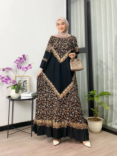 Khisna collection - Gamis jumbo hitam sogan cumikan