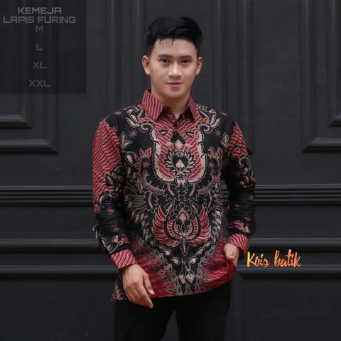 Kois Batik - Kemejan lapis furing batik merah muda dewasa
