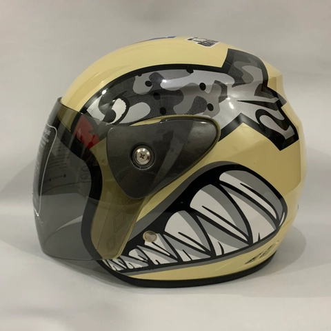 CRX Helmet - Helm Nuvo Bullet Cream Glossy - Helm SNI - Helm Dewasa