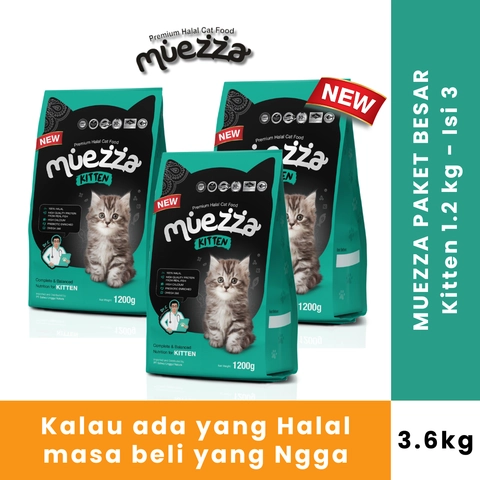 Muezza - Muezza PAKET BESAR Makanan Anak Kucing Kering Kitten 1200gr - Isi 3