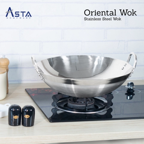 Asta Wajan Stainless Steel Oriental Wok Penggorengan Tebal