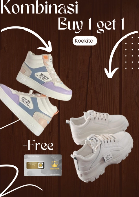 Koekita - Buy 1 Get 1 Sepatu Kets Sneakers Nhtevia & Bot Beyon Space Free Gold