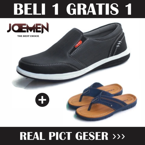 Joemen Official - Joemen Sepatu Pria Kulit Joemen Bundling J 28 free S 01 Tan Hitam kasual santai pria