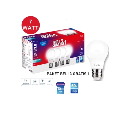 UTAMAMEGA - Lampu Led Inlite 7 Watt Beli 3 Bonus 1 - Putih