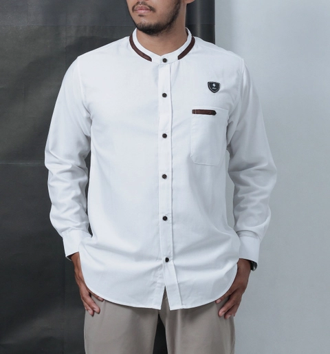 Al liwa official - KEMEJA KOKO PREMIUM STANFORD BUNGLON LENGAN PANJANG NAVY PUTIH EMERALD MAROON