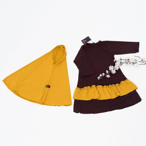 Kakakeyza official - Gamis bayi remple kombinasi set hijab usia anak 0 sd 12 bulan