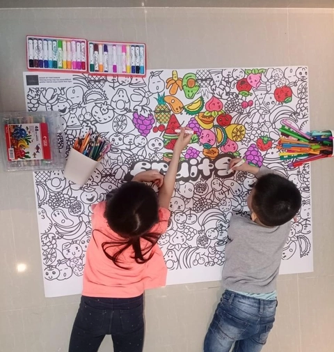 YUKITADRAW-YUKITADRAW (isi 6) JUMBO Coloring Poster Mewarnai Mainan Edukasi Kreativitas Anak tema