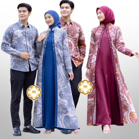 Rambe Batik Indonesia - Batik Alisia Couple Gamis Alisia Berbahan Dobi Kain Maxmara Import Kualitas Premium