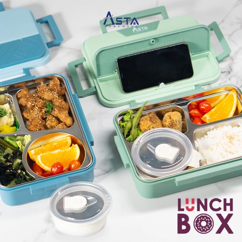 Asta Kotak Makan Stainless Steel 304 Lunch Box 4 Sekat Dengan Soup Container Food Grade