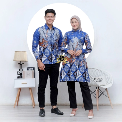 Batik Alfin - New couple Tunik manda Navy