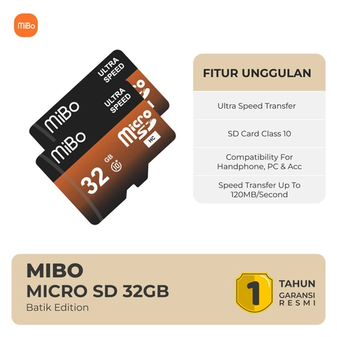 Mibo - MiBo Micro SD 32GB Ultra Speed 120Mbps Class 10 SDHC