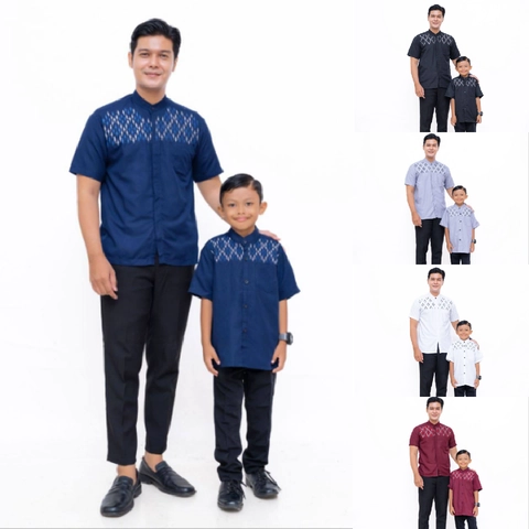 Khisna collection - Baju Koko Coupel anak adan ayah baru motif diamond
