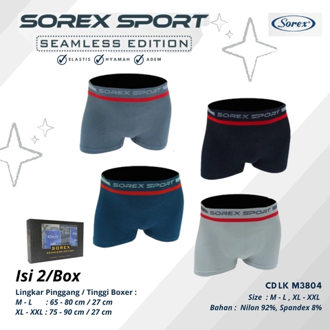 Rumah Pastel - Sorex M3804 CD / Celana Dalam Boxer Cowok Pria Dewasa Seamless Isi 2 Pcs Bahan Adem Elastis