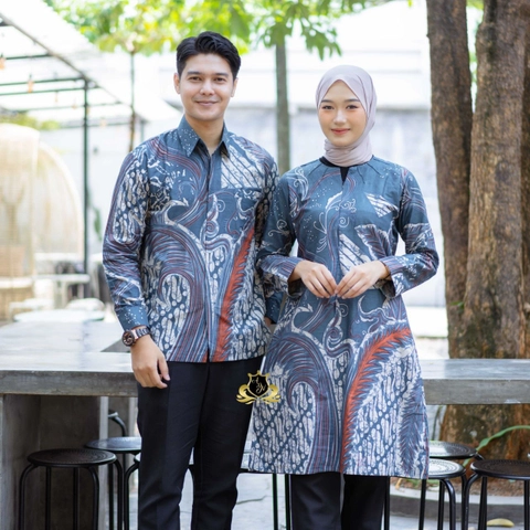 Batik Alfin - Baju atasan muslim kemejan dan Tunik motif mecca Denim model terbaru