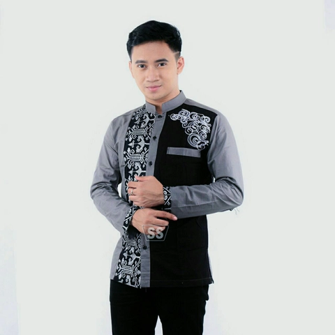 Batik Alfin - Baju koko bordir kombinasi batik lengan panjang keren banget 005