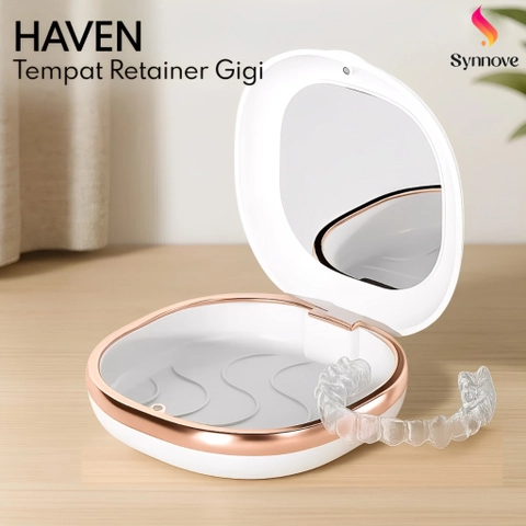 Synnove - Tempat Retainer Gigi Set Cermin Tempat Gigi Palsu Lepas Pasang Denture Box Kawat Gigi