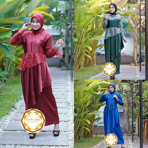 Rambe Batik Indonesia - Gamis Exclusive Tile Material Velvet Mix Tile Mutiara - Lima Varian Warna