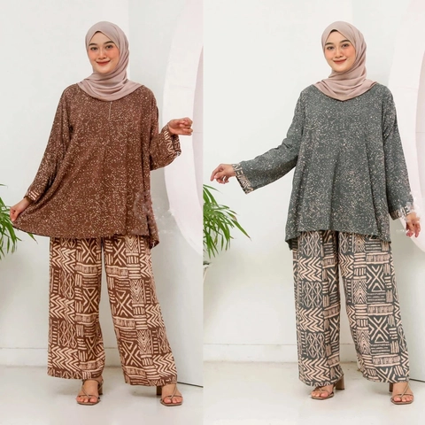 Amha Collection - ONE SET HAWAI PAJAMAS RAYON JUMBO MOTIF
