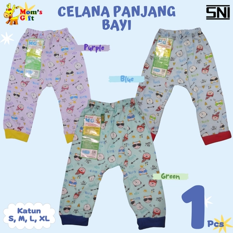 Moms Gift 409 Celana Panjang Bayi Harian Baby Newborn 0 hingga 2 Thn Bahan Katun Motif Lucu