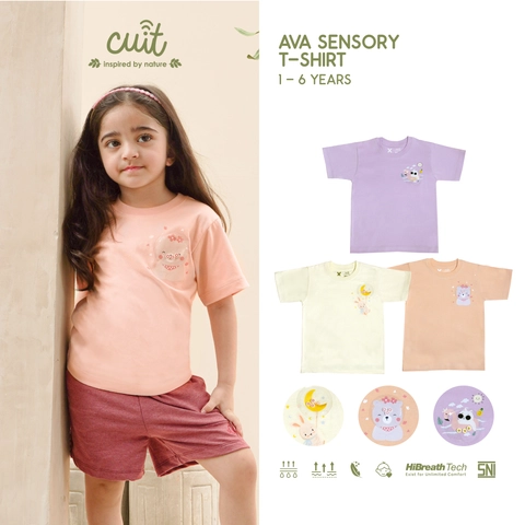 Kintakun Baby - KINTAKUN BABY X CUIT Ava Kaos Tangan Pendek Sensory Tee Bayi Anak 1 - 6 Tahun