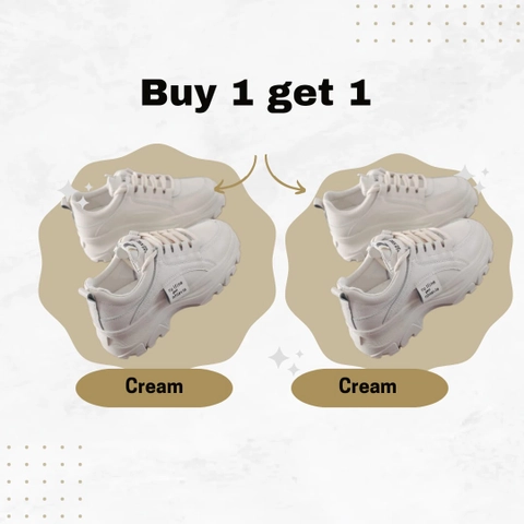 LUXIA - Buy 1 Get 1 Sepatu Kets Sneakers Wanita Sport Nhtevia AG-01-Cream