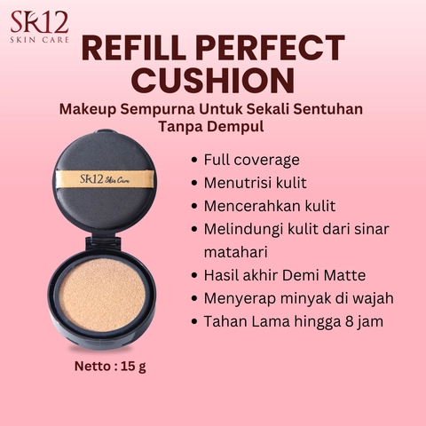SR12 Refill Cushion SPF 30 Full Coverage Tahan Lama Dan Mencerahkan Kulit