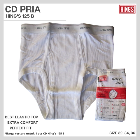 Hings 125 B Celana Dalam Pria CD Cowok Dewasa Size 32 - 36 Bahan Katun Combed Adem